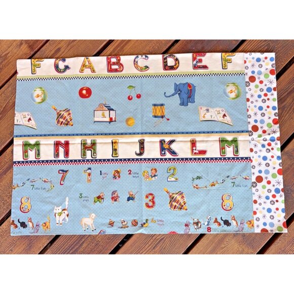 Moda Fabric Jane ABC 123 Vtg School Fun Retro Toys Teacher Cotton Pillowcase - Picture 1 of 10